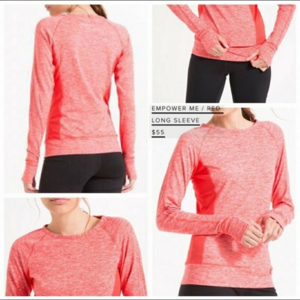 Reva Empower Me Long Sleeve Athletic Shirt Base Layer Size Large Red Orange‎